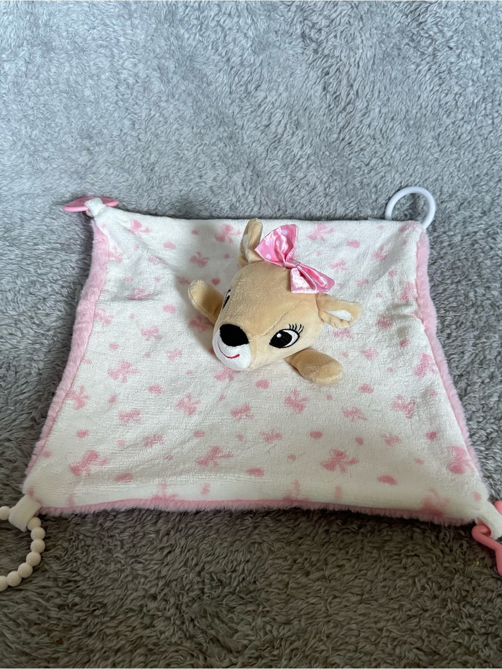 Rudolph Reindeer Clarice Lovey Plush Pink Stuffed Animal Security Blanket Toy‎ - Picture 4 of 7